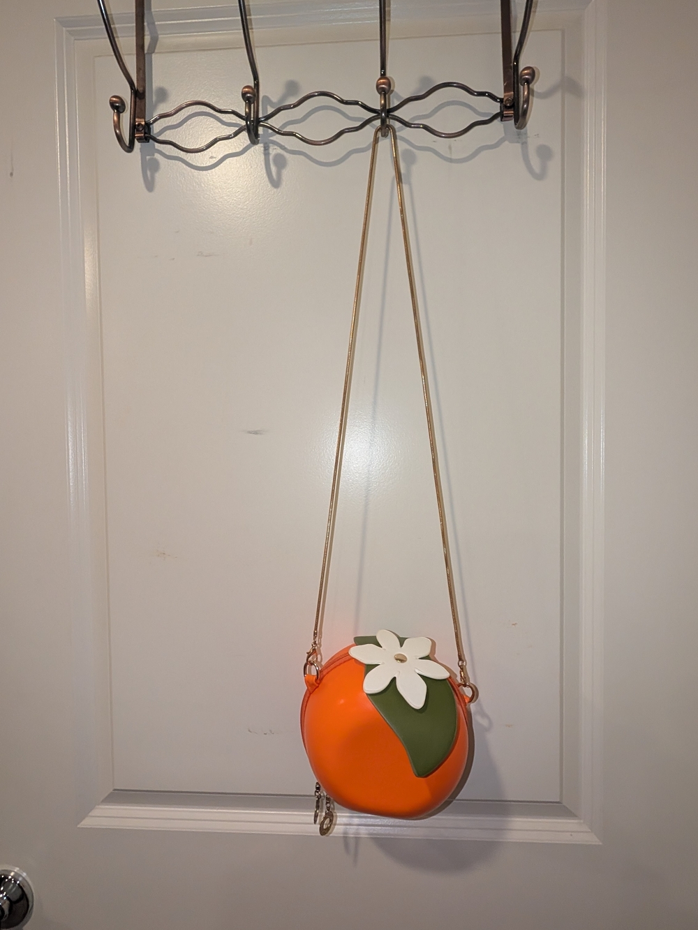 Orange Flower Crossbody Bag with Gold Chain Strap